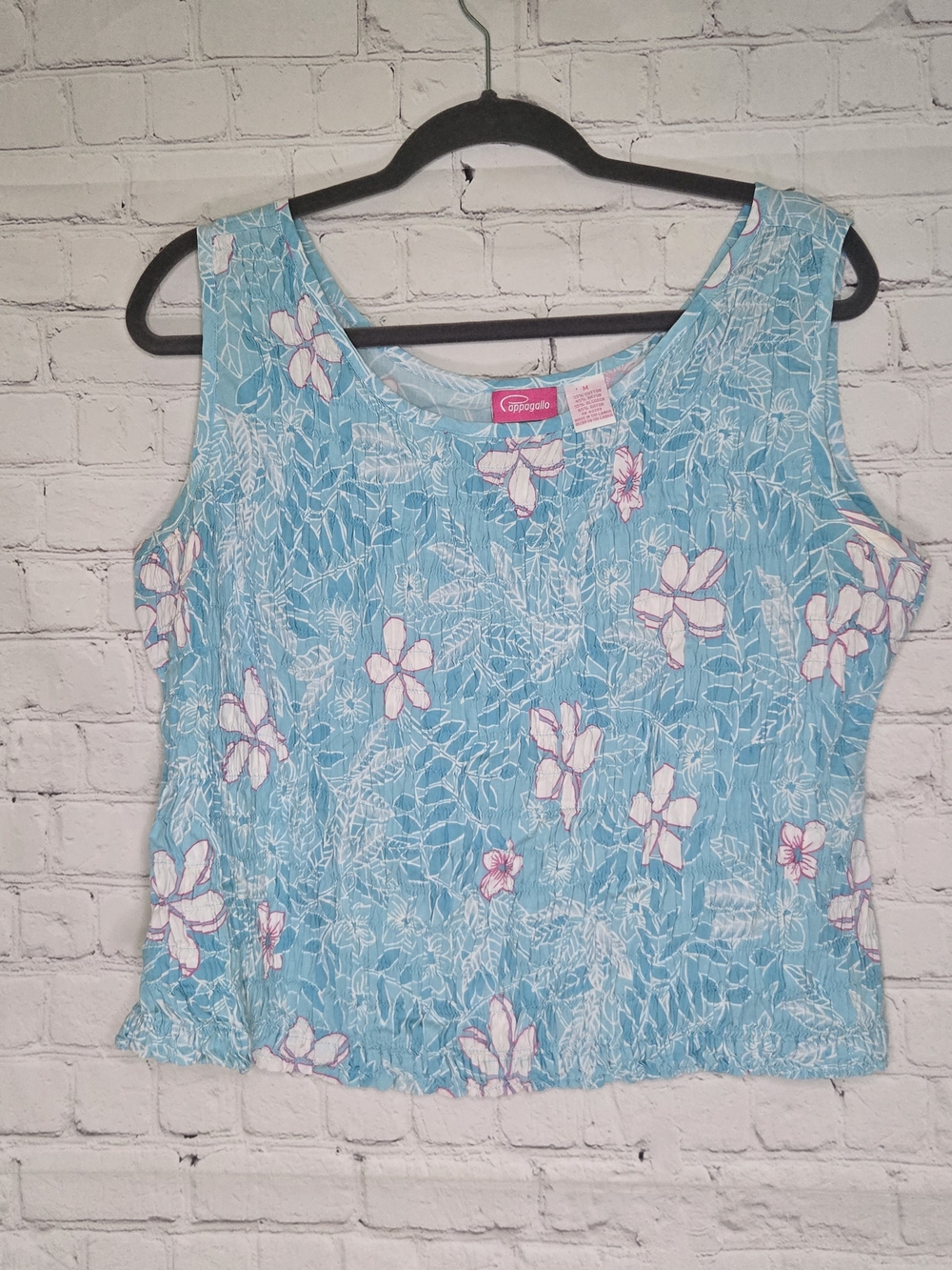 Pappagallo Y2k Hawaiian mermaid tropical floral tank Size Lg